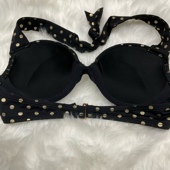 Victorias Secret Bombshell Black and Gold Polka Dot Bikini Top - Picture 6 of 8